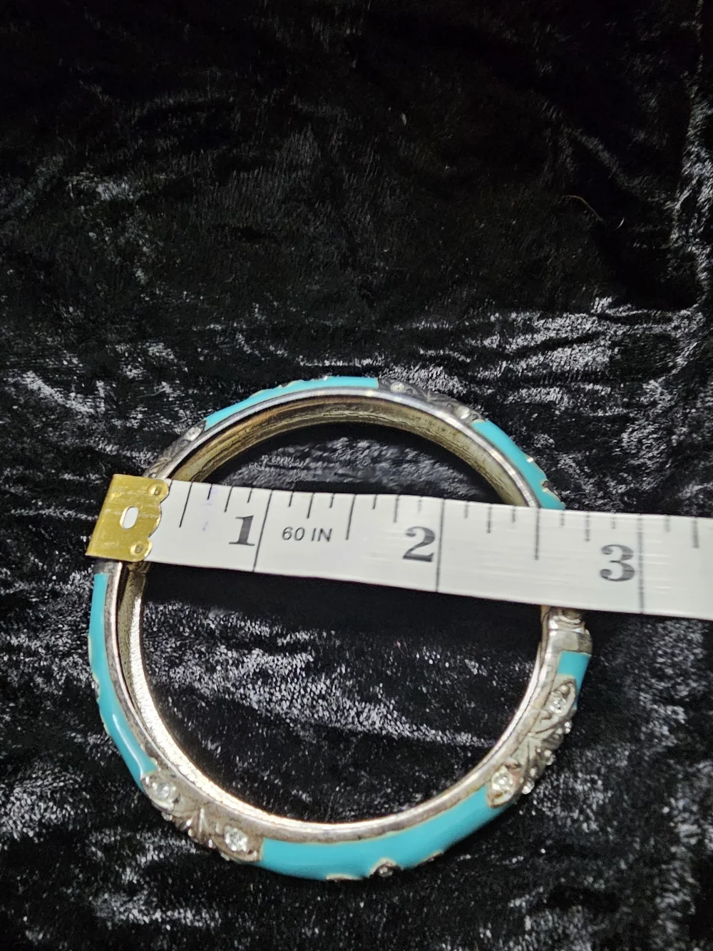 Turquoise Enamel Butterfly Hinged Bangle Bracelet